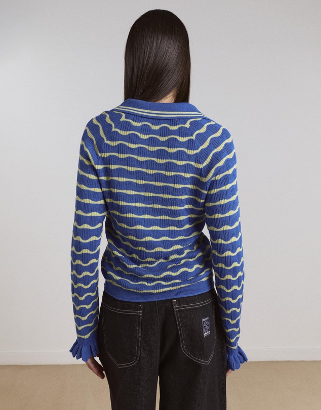 Damson Madder - Silvia Cotton Merino Blend Polo Jumper