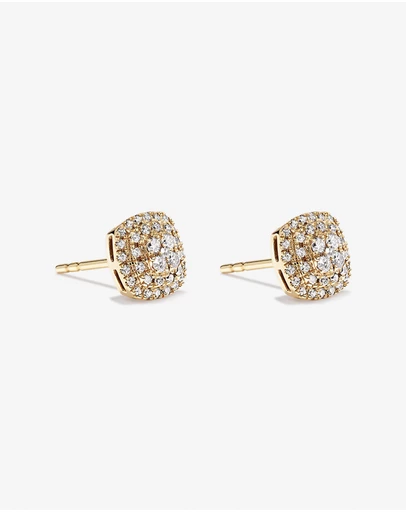 Michael Hill - 0.30 Carat TW Cushion Shaped Diamond Cluster Stud Earrings in 10kt Yellow Gold