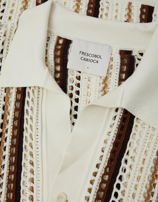 Frescobol Carioca - Pinto Cotton Stripe Crochet SS Shirt