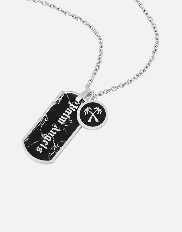 Palm Angels - Valerio SS Onyx Tag & Rondel Necklace