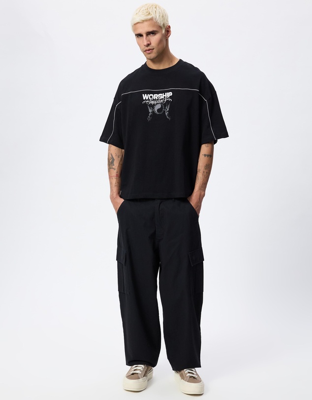 Worship - Toll Free Box Crop Panel Tee