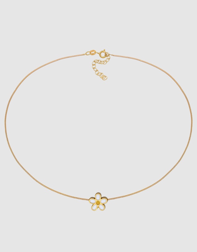 Elli Jewelry - Necklace Choker Flower Nature 925 Sterling Silver Gold-Plated