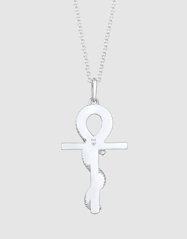 Kuzzoi - ICONIC EXCLUSIVE - Long Necklace with Cross Snake Pendant in 925 Sterling Silver