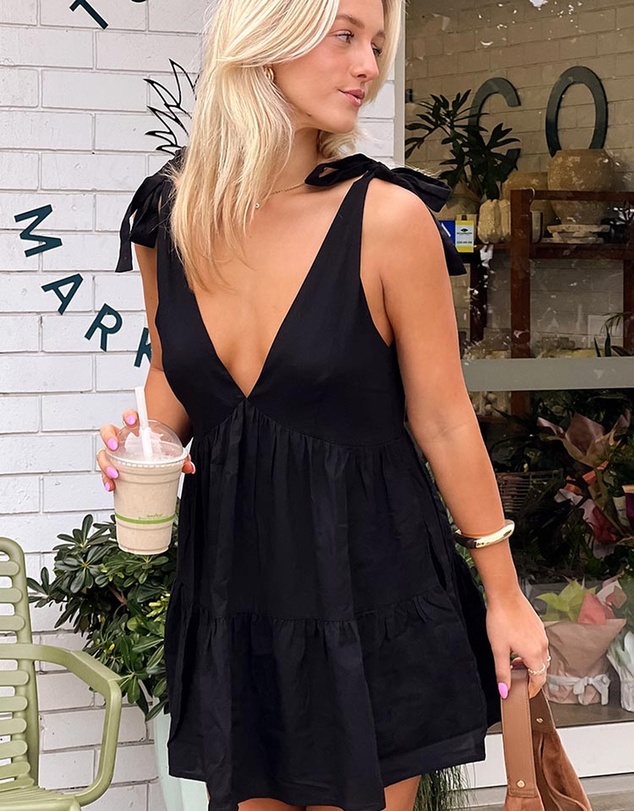 Beginning Boutique - Angel Girl Black Mini Dress