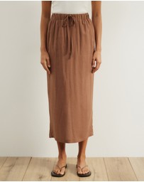 Atmos&Here - Tenley Linen Blend Midi Skirt