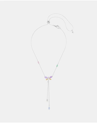 Swarovski - Ariana Grande X Swarovski Y Necklace, Mixed Cuts, Dragonfly, Multicolored, Rhodium Plated