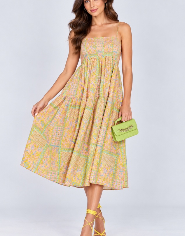 Glamorous - Paisley Smocked Tiered Midi Dress
