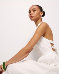 AERE - Tali Linen Cross Back Midi Dress