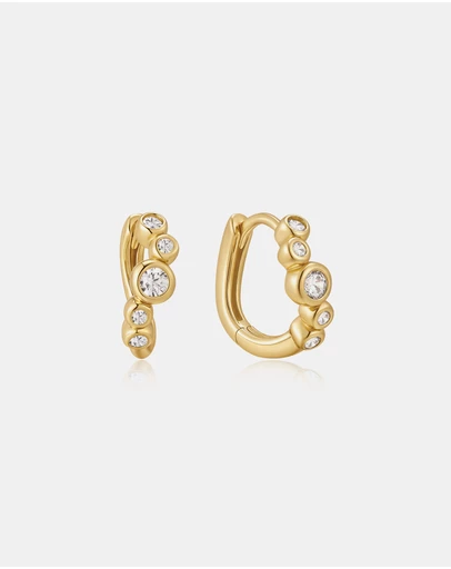 Ania Haie - Gold Small Sparkling Tide Huggie Hoop Earrings