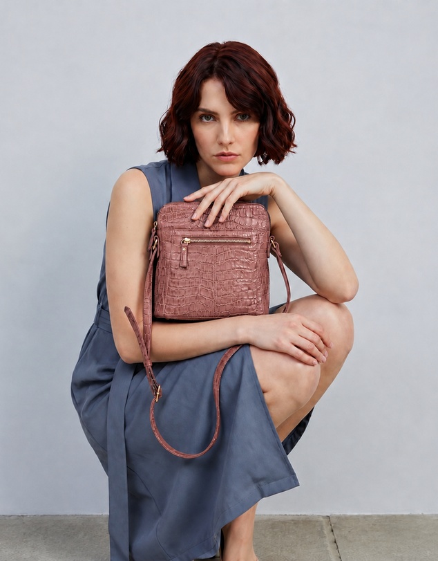 Cobb & Co - Kingsley Croc Leather RFID Safe Crossbody
