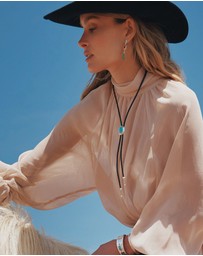 THOMAS SABO - THOMAS SABO Leather Necklace with Turquoise Stone