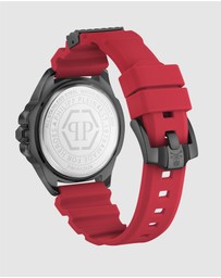 Philipp Plein - The $Kull 44mm Black Dial with Red Silicone Strap