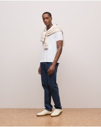 Trenery - Pique Monogram Short Sleeve Polo in White
