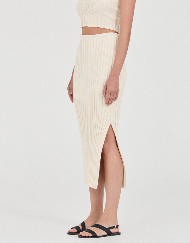FRIEND of AUDREY - The Cotton Rib Midi Skirt