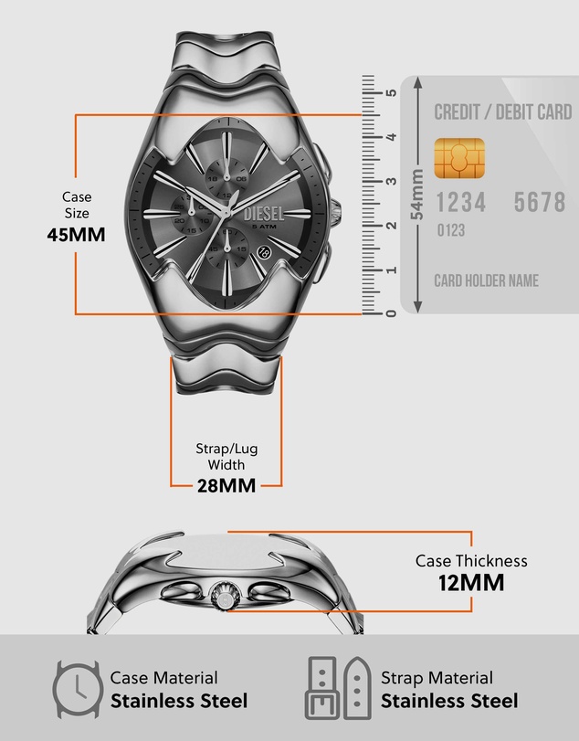 Diesel - Mercurial Silver Tone Chronograph Watch