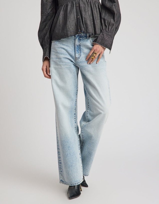 ONE TEASPOON - Jackson Mid Waist Wide Leg Denim Jeans - Whisper Blue