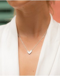 Mestige - Pearl Heart Necklace - Silver Plated