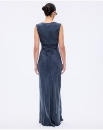 Minima Esenciales - Florence Cupro Lace Up Back Midi Dress