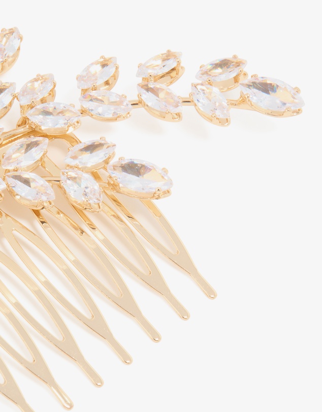 Lovisa - Gold Diamante Flower & Leaf Hair Comb