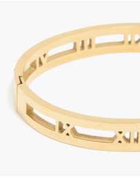 Lovisa - Waterproof Gold Plated Stainless Steel Diamante Roman Numeral Bangle