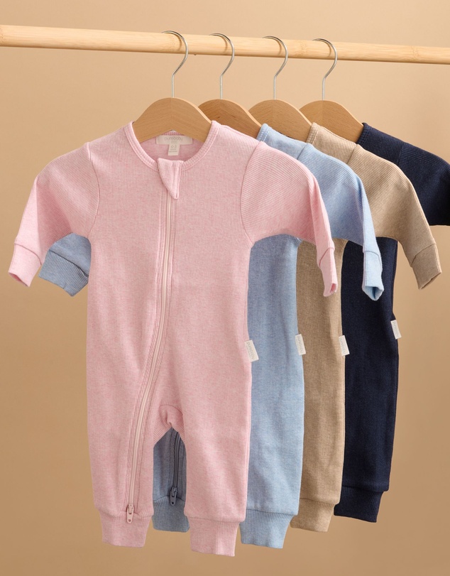 Purebaby - Ribbed Zip Growsuit -Kids-Babies