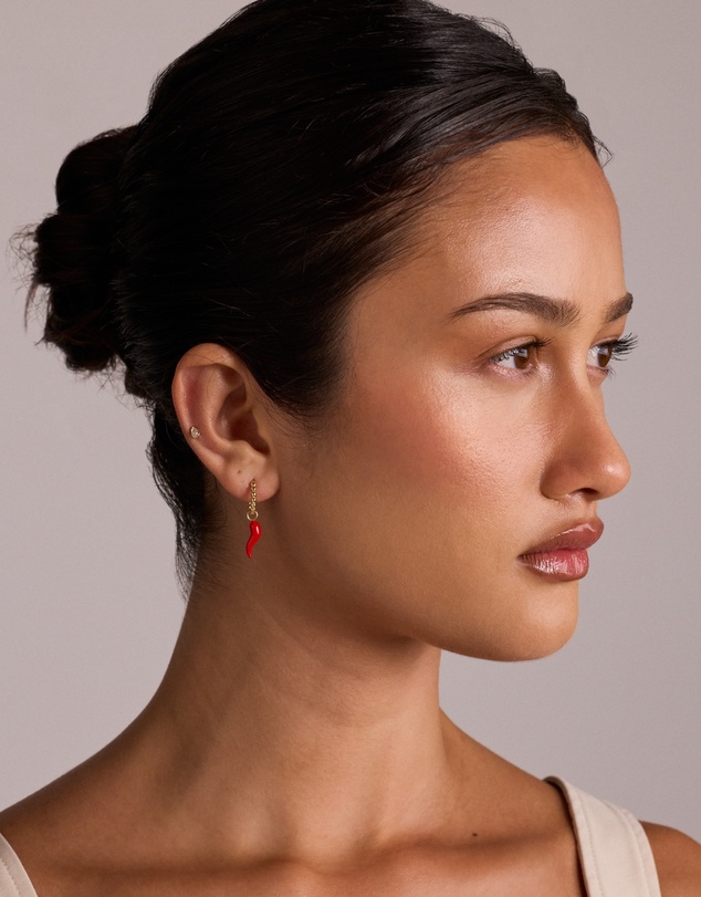 Michael Hill - Red Cornicello Single Earring Charm in 10kt Yellow Gold