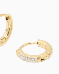 Lovisa - Waterproof Gold Plated Stainless Steel Cubic Zirconia Huggie Earrings 10 MM