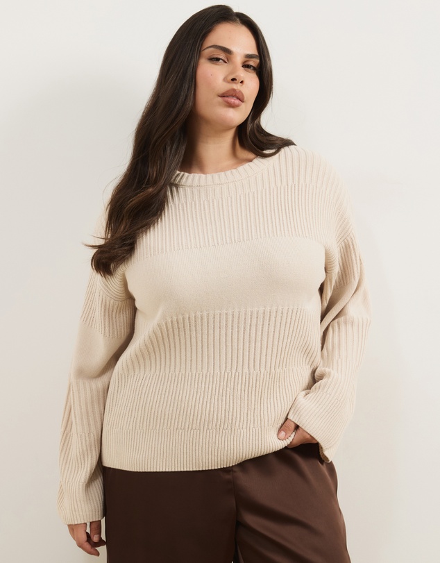 Atmos&Here Curvy - Irena Rib Knit Jumper
