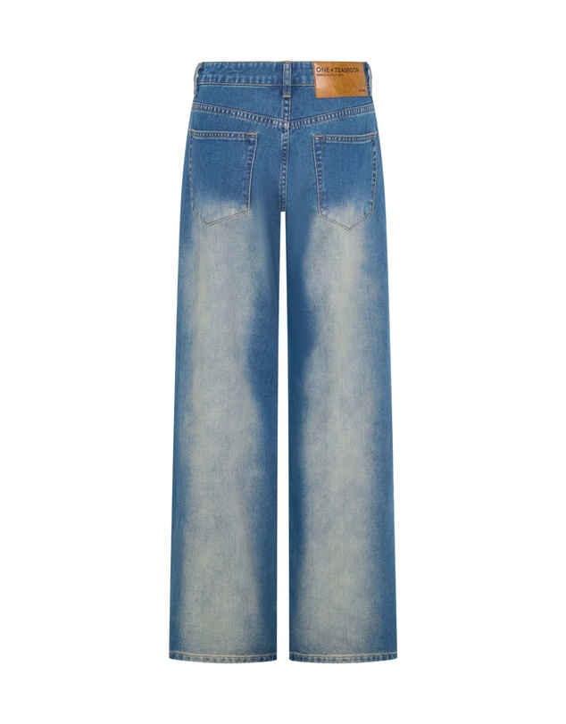 ONE TEASPOON - Jackson Mid Waist Wide Leg Denim Jeans - Blue Ranch