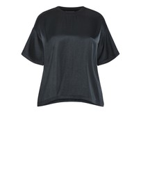 City Chic - Plus size Satin Crew Neck Tee - black