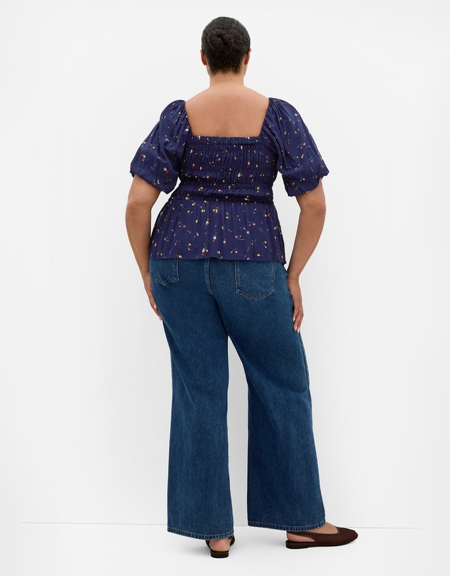 City Chic - Plus size Aire Ditsy Print Top - navy