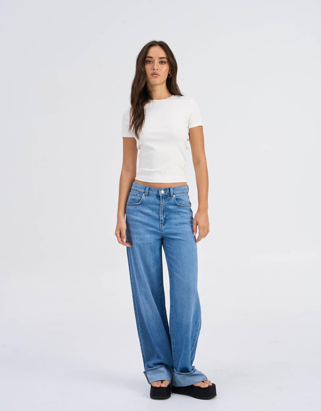 ONLY - Hope High Waist Wide Fold Up Jeans