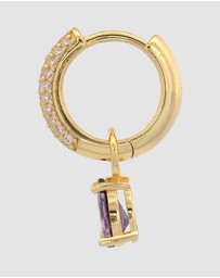 Georgini - GEORGINI WISTERIA DUO PEAR EARRINGS AMETHYST CZ GOLD