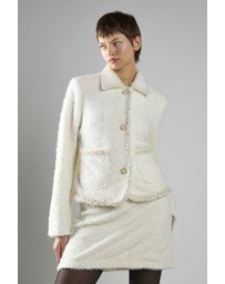 Glamorous - Button-Front Long Sleeve Textured Coat