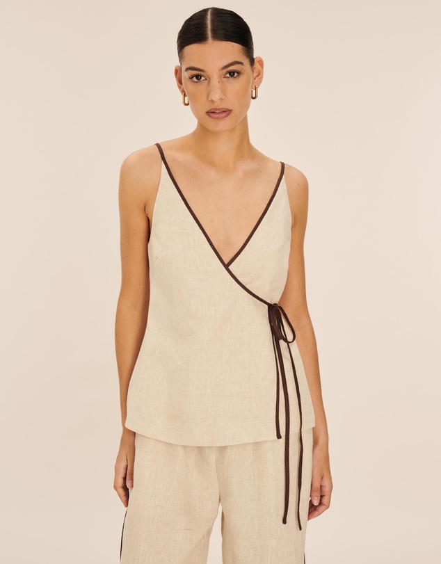 AERE - Linen Wrap Top