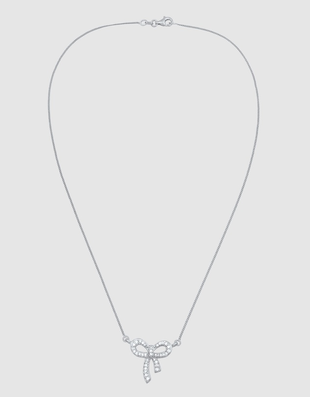 Elli Jewelry - Necklace Ribbon Zirconia 925 Sterling Silver