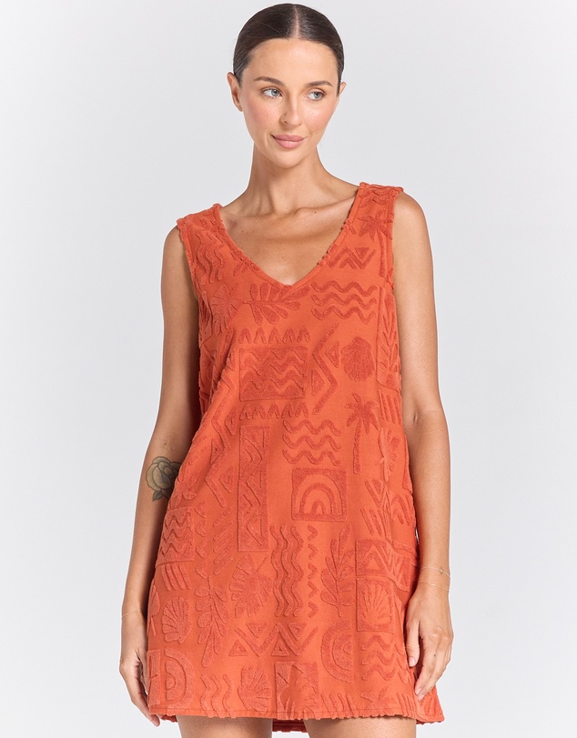 Poolside Paradiso - Mai Tai V Tunic Towelling Dress - Sienna