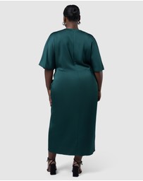 Pink Dusk by Curve Project - Act Up Satin Midi Dress