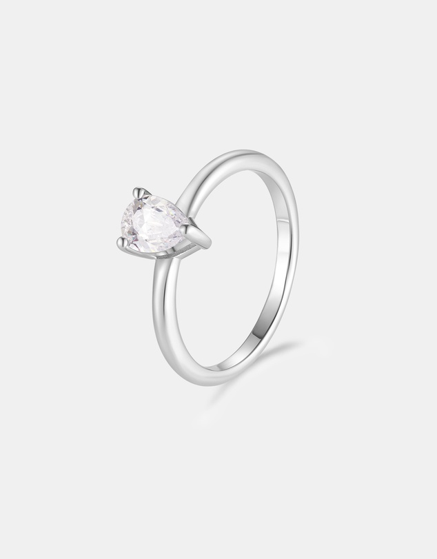 Mestige - Pear Cut Evie Ring - Silver Plated