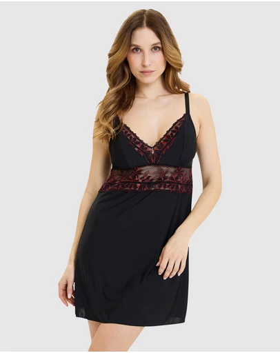 Sans Complexe - Mélodie Short Lace Trim Chemise Nightdress