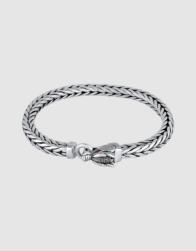 Kuzzoi - Bracelet Dragon Head Wheat Chain Bracelet in 925 Silver