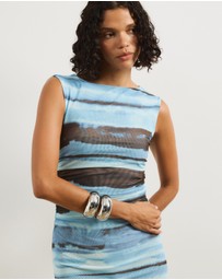 Atmos&Here - Lyra Mesh Gathered Midi Dress