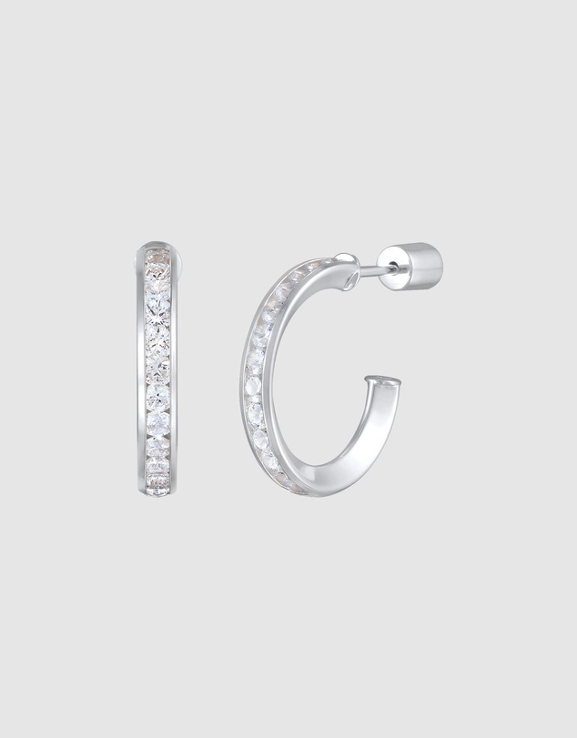 Elli Jewelry - Earrings Creoles Studs With Zirconia In 925 Sterling Silver