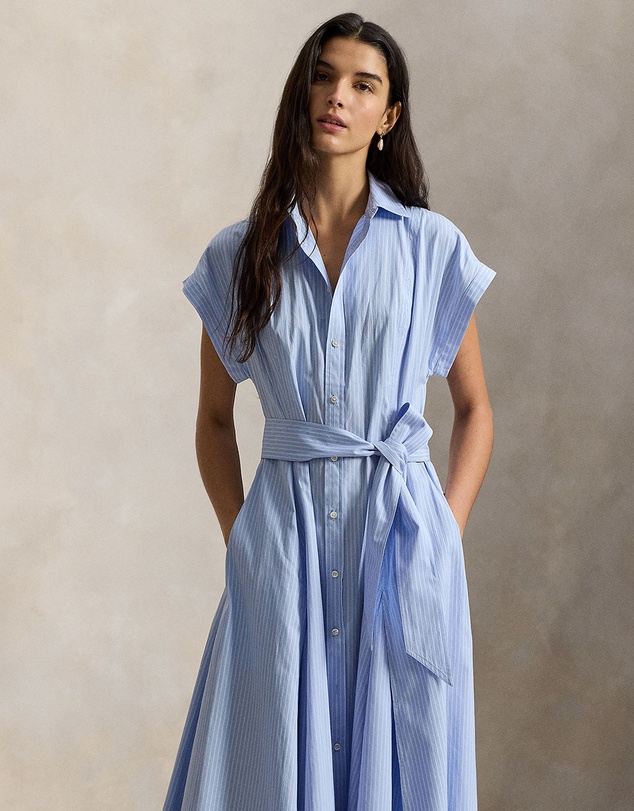 Polo Ralph Lauren - Striped Belted Cotton Shirtdress
