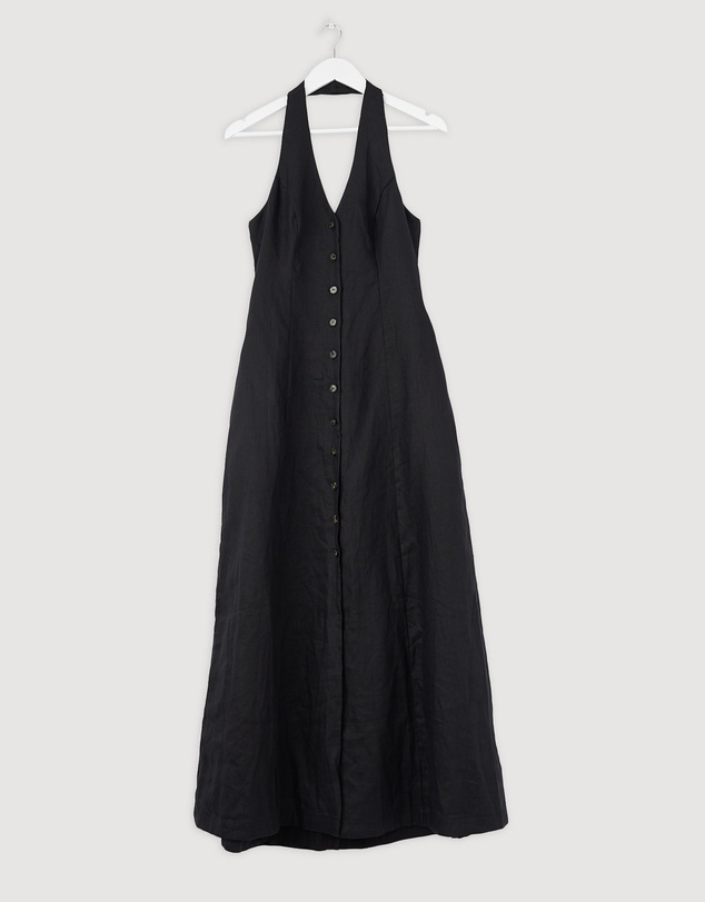 Revibe - Repaired AERE Rosa Linen Halter Midi Dress - AU 10