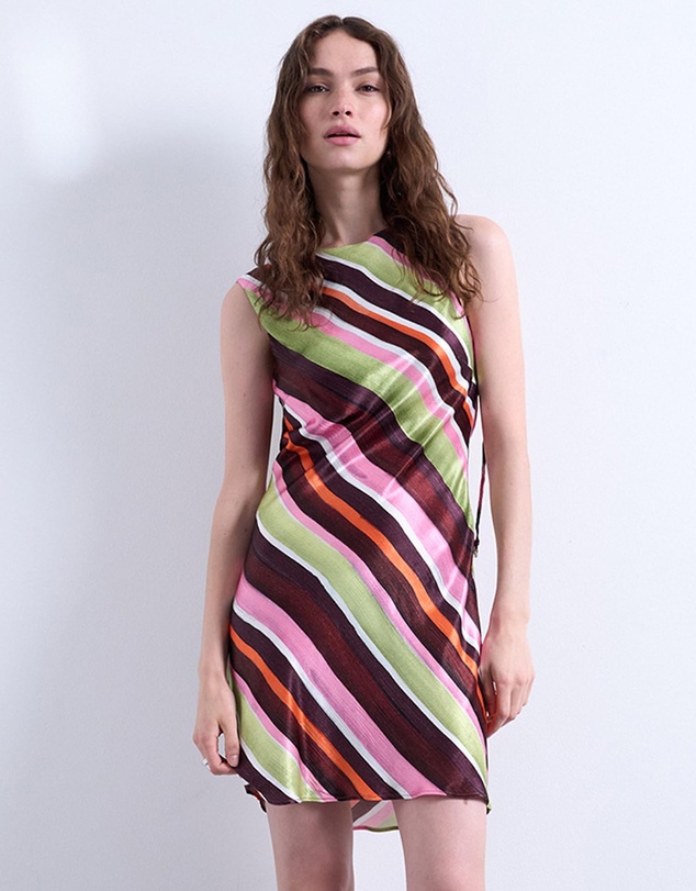 TOPSHOP - Cut Out Back Satin Mini Dress