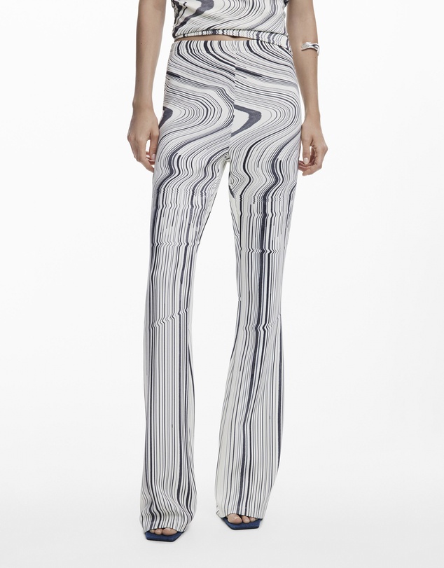 Desigual - Elastic pants with distorted stripes