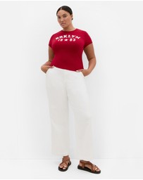 City Chic - Plus size Micro Brklyn Print Tee - red