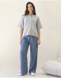 Angel Maternity - Adele Short Sleeve Maternity Knit Cardigan - Marl Grey