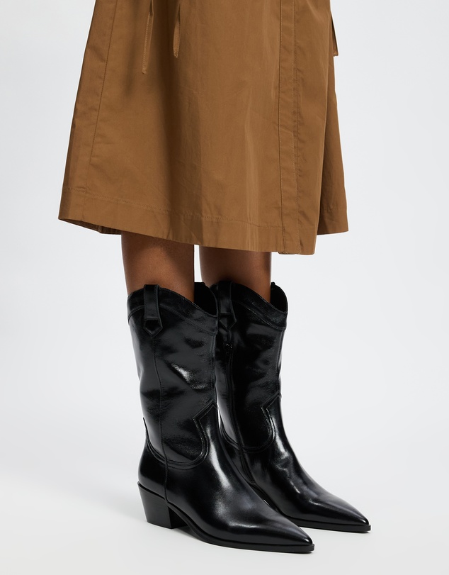 AERE - Rozalia Leather Cowboy Ankle Boots